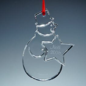 Baccarat Crystal Annual Ornament, Snowman 2006