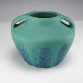 Van Briggle Pottery Floral Turquoise Vase
