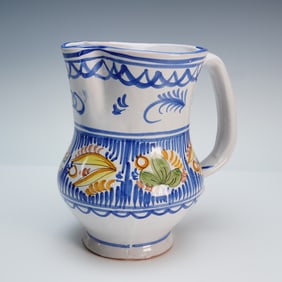 Italian Maiolica Hand Painted Lario Pottery Pitcher