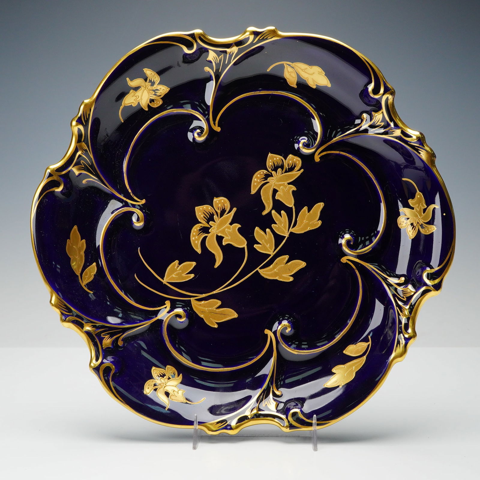 Graf von Henneberg Jlmenau Echt Kobalt Floral Gilt Porcelain Platter (1 of 6)