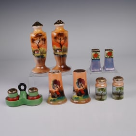 5 Sets of Hand Painted Porcelain Salt and Pepper Shakers