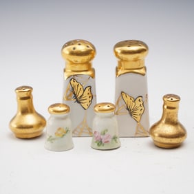 6pc Japan & Bavaria Porcelain Salt and Pepper Shakers with Gilt Accents