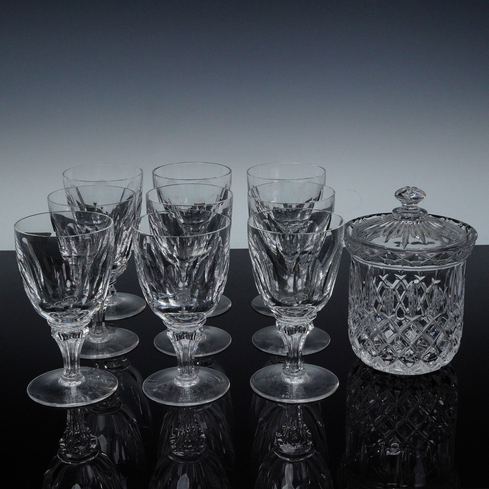 10pc Crystal Water Goblets & Jar (1 of 5)