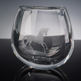 Orrefors by Sven Palmqvist Crystal Horse Vase