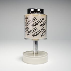 Scripto Hustler White and Chrome Lucite Table Lighter