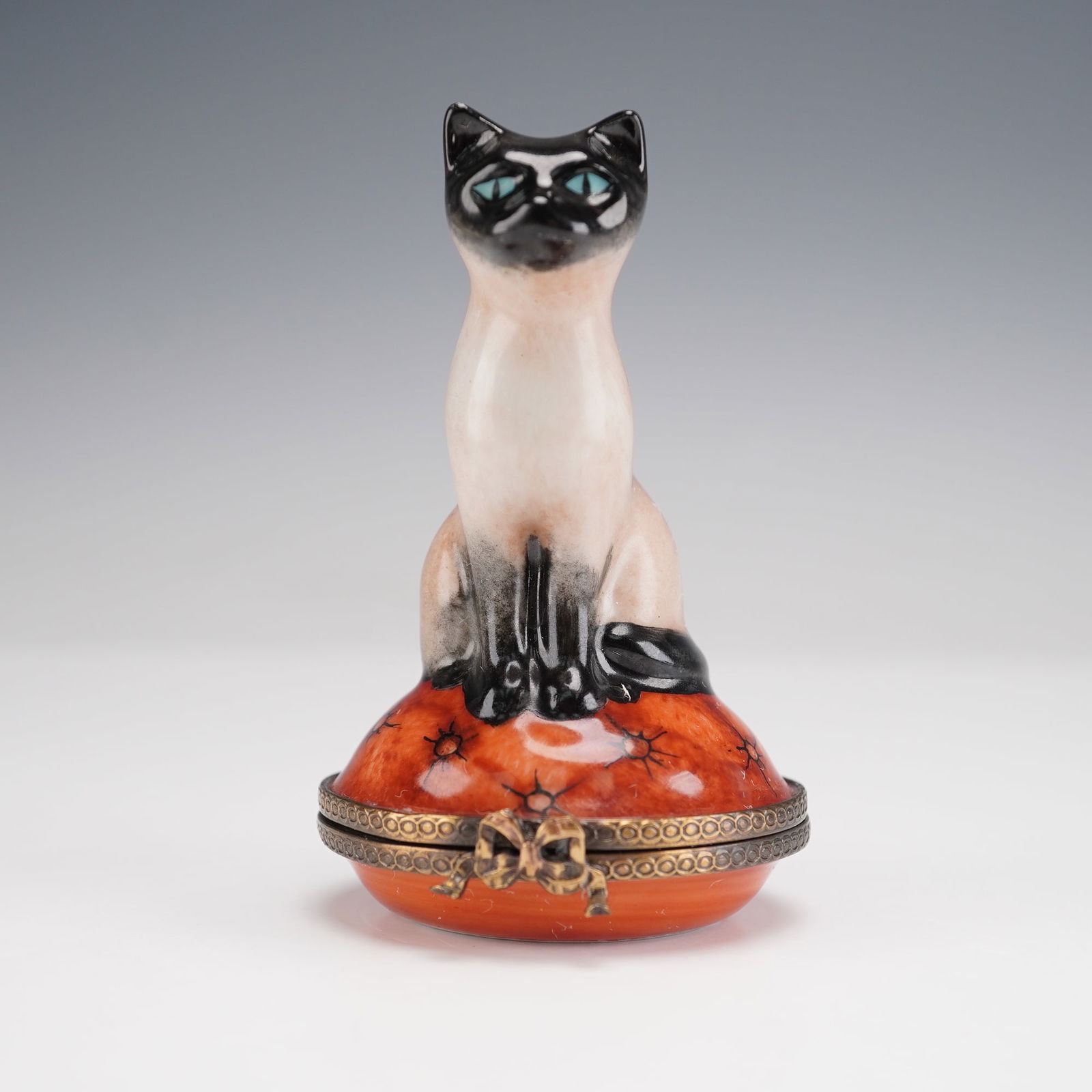 Chanille Limoges Porcelain Siamese Cat Keepsake Box (1 of 5)