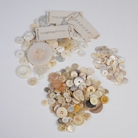 Large Collection of Ivory-Toned Buttons, Various Sizes