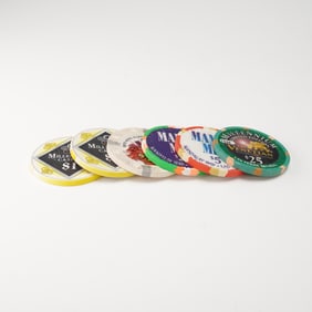 6pc Las Vegas Casino Chips - Venetian Millennium, Mandalay Bay and Casino
