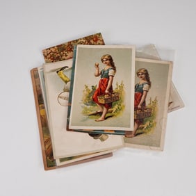 19th Century Advertising Trade Cards Plus Postcard - Set of 10