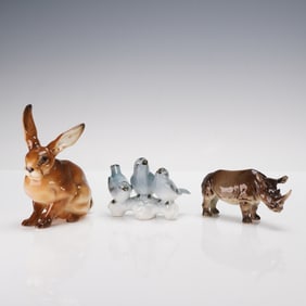 3pc Hutschenreuther and Gerold Porzellan Naturalistic Animal Figurines