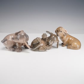 3pc Royal Copenhagen Porcelain Dachshund Figurines