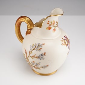 Royal Worcester Blush-Ivory Gilt Floral Pitcher