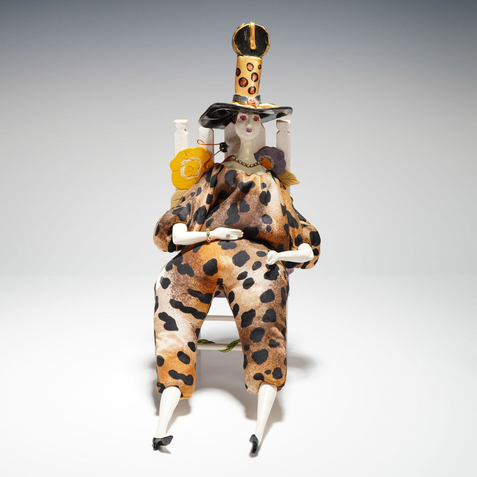 Poupee by Isabelle Porcelain Doll, Leopard Print Outfit and Chair (1 of 5)