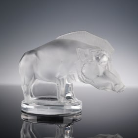 Lalique Crystal Paperweight, Sanglier Boar Mascot