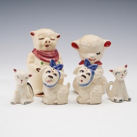 6pc Mid-Century Ceramic Animal Salt & Pepper Shakers