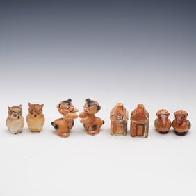 8pc Salt and Pepper Shaker Collection- Owls, Bears, Cottages and Birds