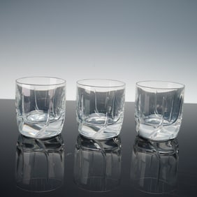 3pc Lenox Crystal Double Old Fashioned Glasses, Sea Swirl