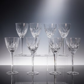 8pc Leaf Cut Crystal Wine Glasses