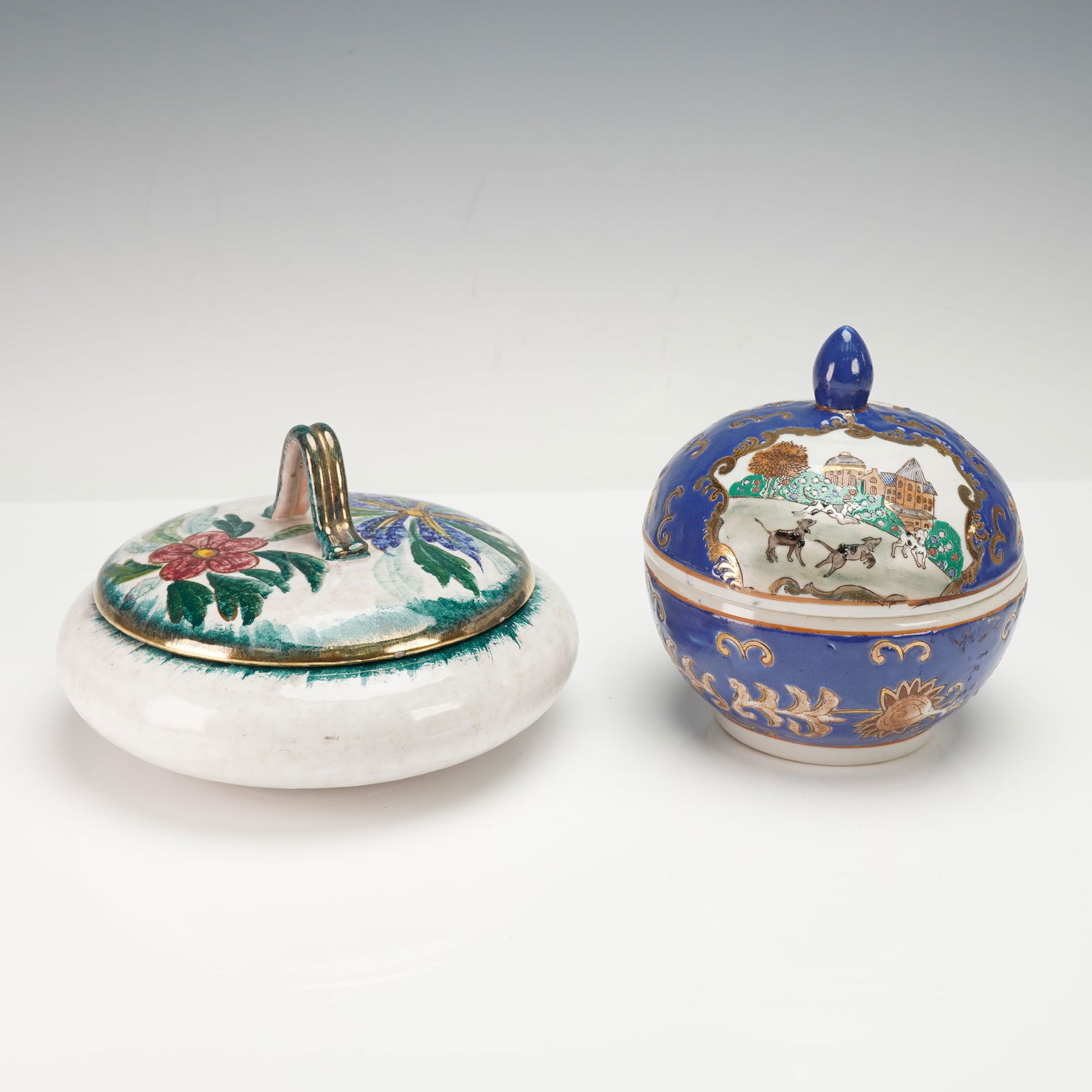 2pc Porcelain Hand Painted Lidded Bowls (1 of 3)