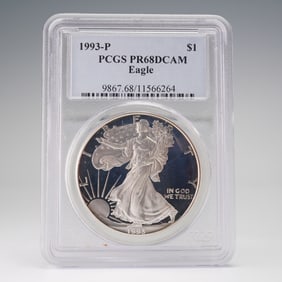 1993-P American Silver Eagle $1 Coin PCGS Graded PR68 DCAM