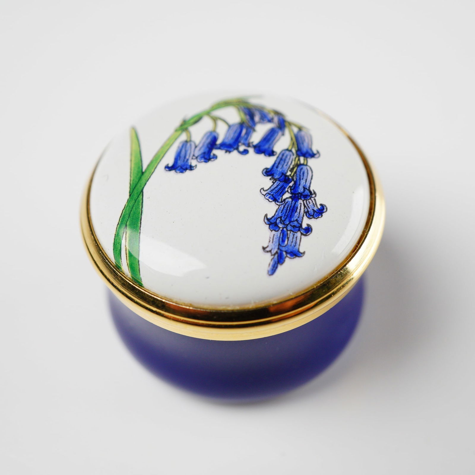 A Bilston and Battersea Enamels Bluebell Enameled Trinket Box (1 of 4)