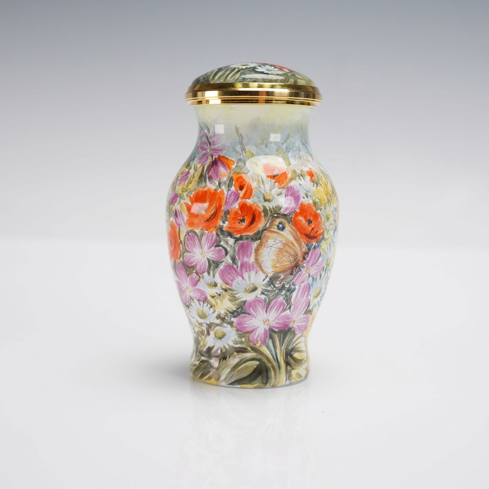 Elliot Hall Enamels Poppies & Fox Miniature Box, Ltd Ed., Signed N. Creed (1 of 5)