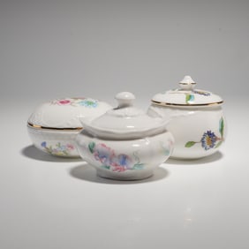 3pc Aynsley China Lidded Boxes- Wild Tudor, Little Sweetheart & Pembroke