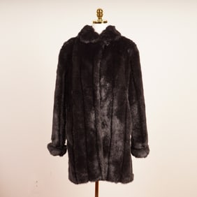 Dennis Basso Black Faux Fur Coat