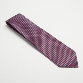 Hermes Burgundy Geometric Pattern Necktie