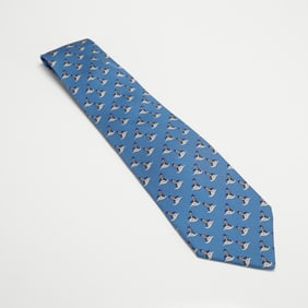Hermes Paris Boat Rider Motif Silk Tie