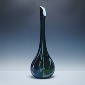 Iridescent Tear Drop Art Glass Floor Vase
