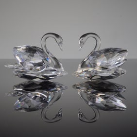 Pair of Swarovski Medium Swan Crystal Figurines