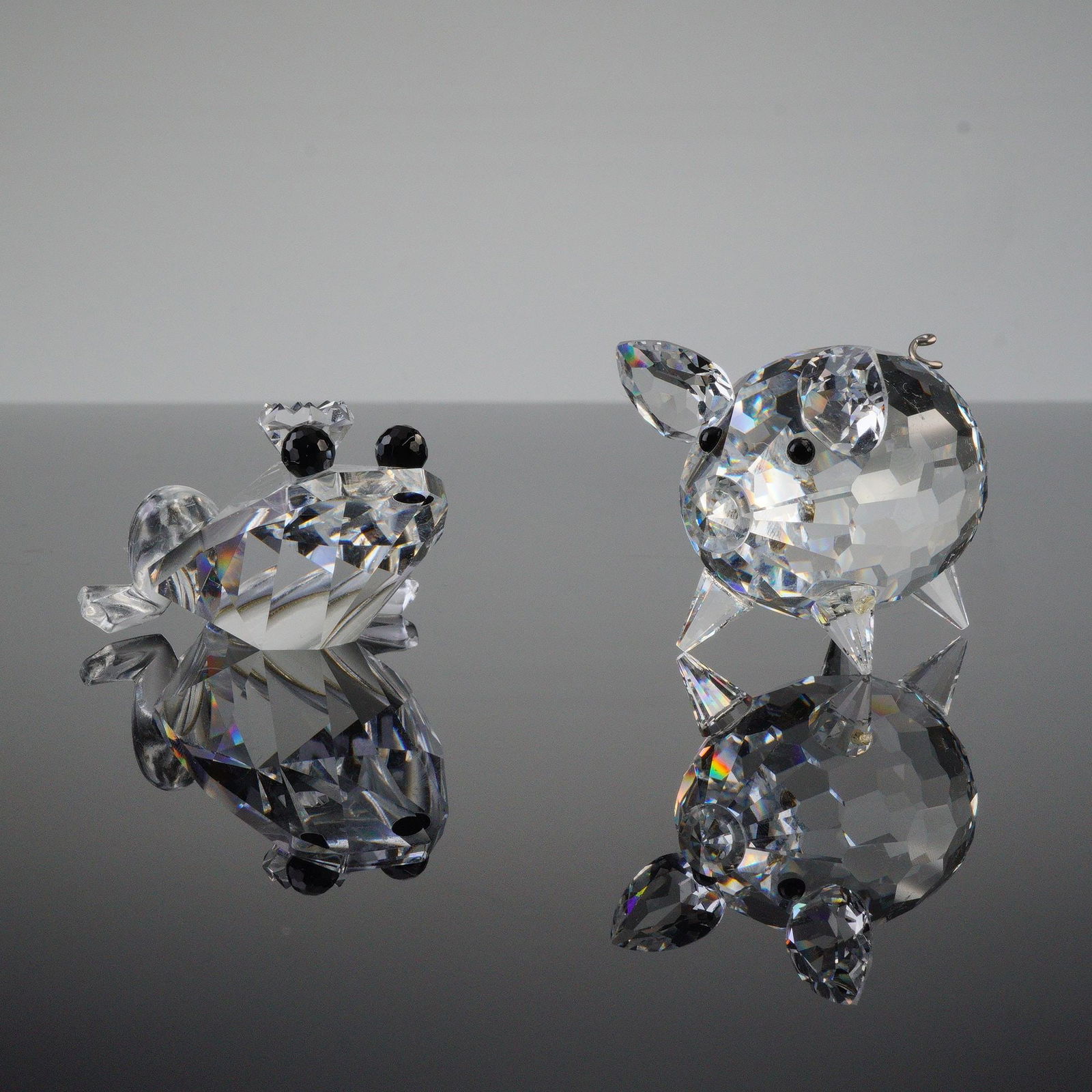 2pc Swarovski Figurines, Crystal Pig and Frog Prince (1 of 5)