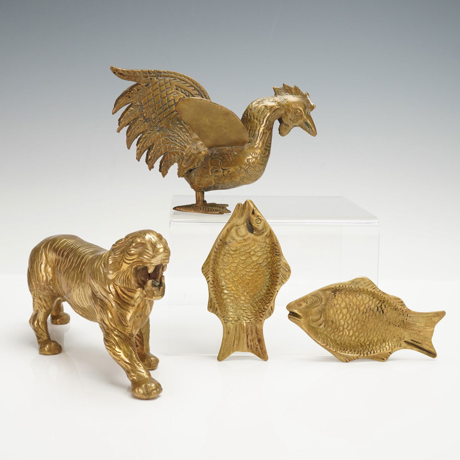 4pc Gilded Brass Animal Figurines and Wall-Mount Bowls (1 of 3)