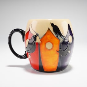 Moorcroft by Emma Bossons Pottery Mug, Bird Houses