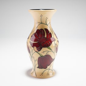 Moorcroft by Rachel Bishop Pottery Vase, Chocolate Cosmos