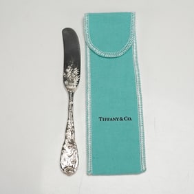 Tiffany & Co. Sterling Silver Flat Handle Butter Spreader, Chrysanthemum