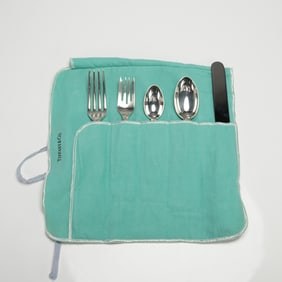 5pc Tiffany & Co. Sterling Silver Flatware Set, Chrysanthemum