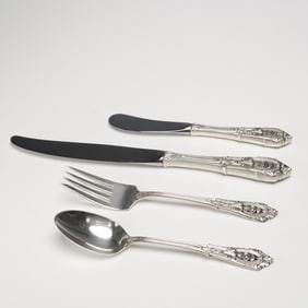 4pc Wallace Sterling Silver Flatware, Rose Point