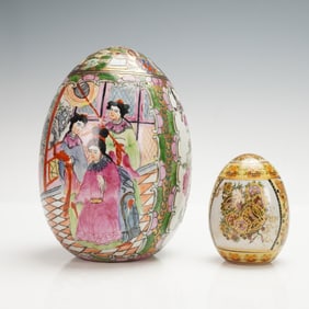 2pc Chinese Porcelain Decorative Eggs