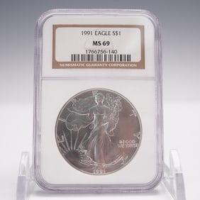 1991 Silver Eagle Type 1 Dollar NGC Graded MS-69