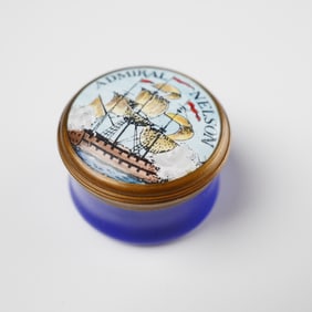Crummles English Enamel Box, Admiral Nelson and HMS Vanguard