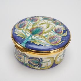 Moorcroft A Rose Trial Enamelled Ring Box, Early 21st Century