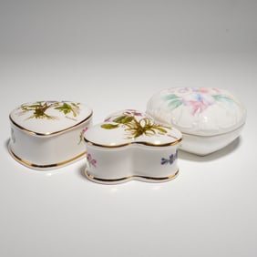3pc Aynsley Little Sweetheart & Princess Royale Bone China Lidded Boxes