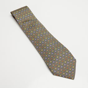 Hermes Paris Floral Motif Silk Necktie