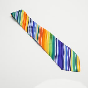 Hermes Paris Rainbow Striped Silk Tie