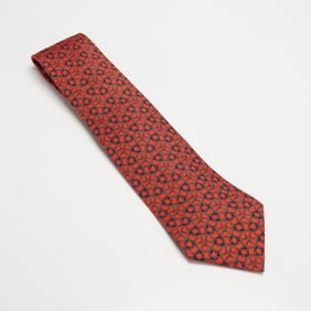 Hermes Paris Red Chain Motif Silk Tie
