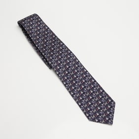 Hermes Paris Winter Sleigh Silk Tie