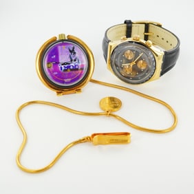 2pc Swatch Irony Chrono Wrist and Bob Beamon 1996 POP Olympics Pocket Watch
