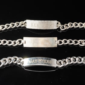 3pc Sterling Silver Link ID Bracelets